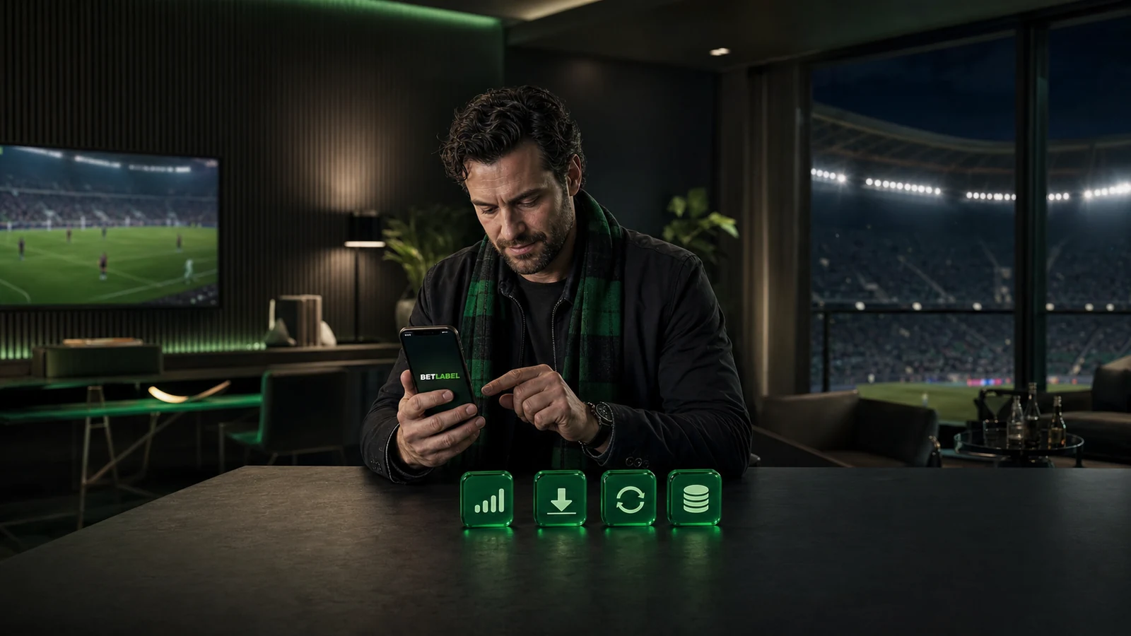 Un utente adulto risolve un problema dell'app BetLabel sullo smartphone