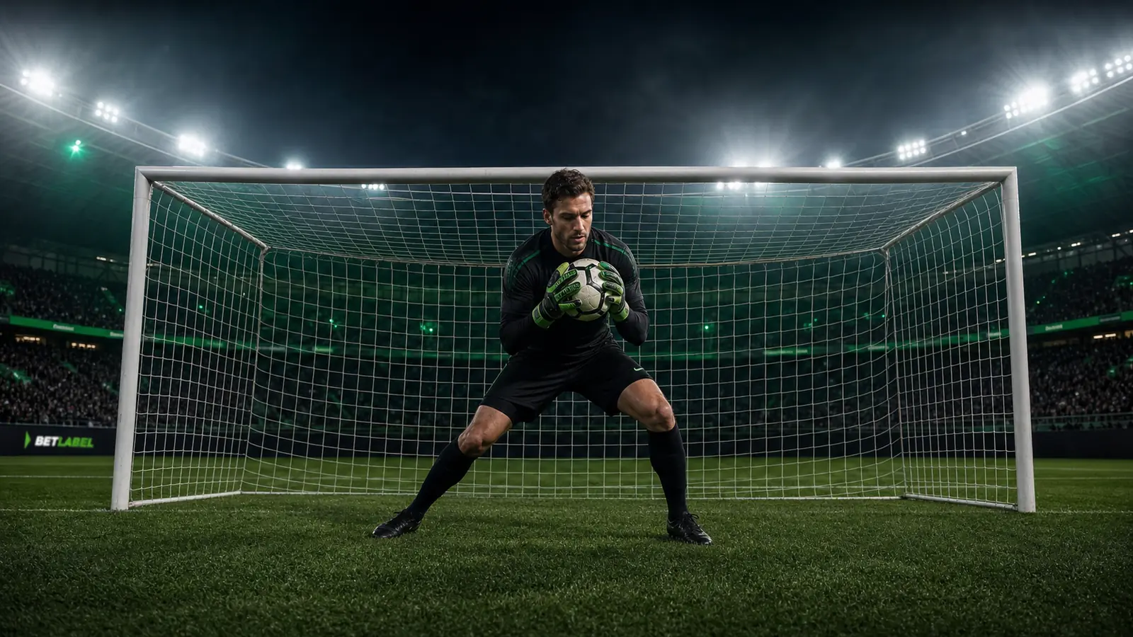 Un portiere adulto para il pallone come simbolo della protezione sulle multiple