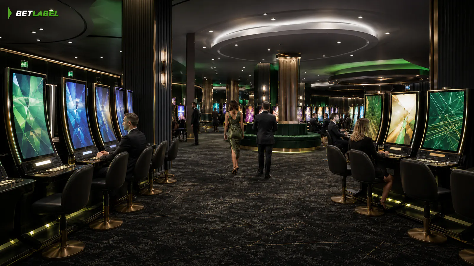 Una sala slot moderna con visitatori adulti